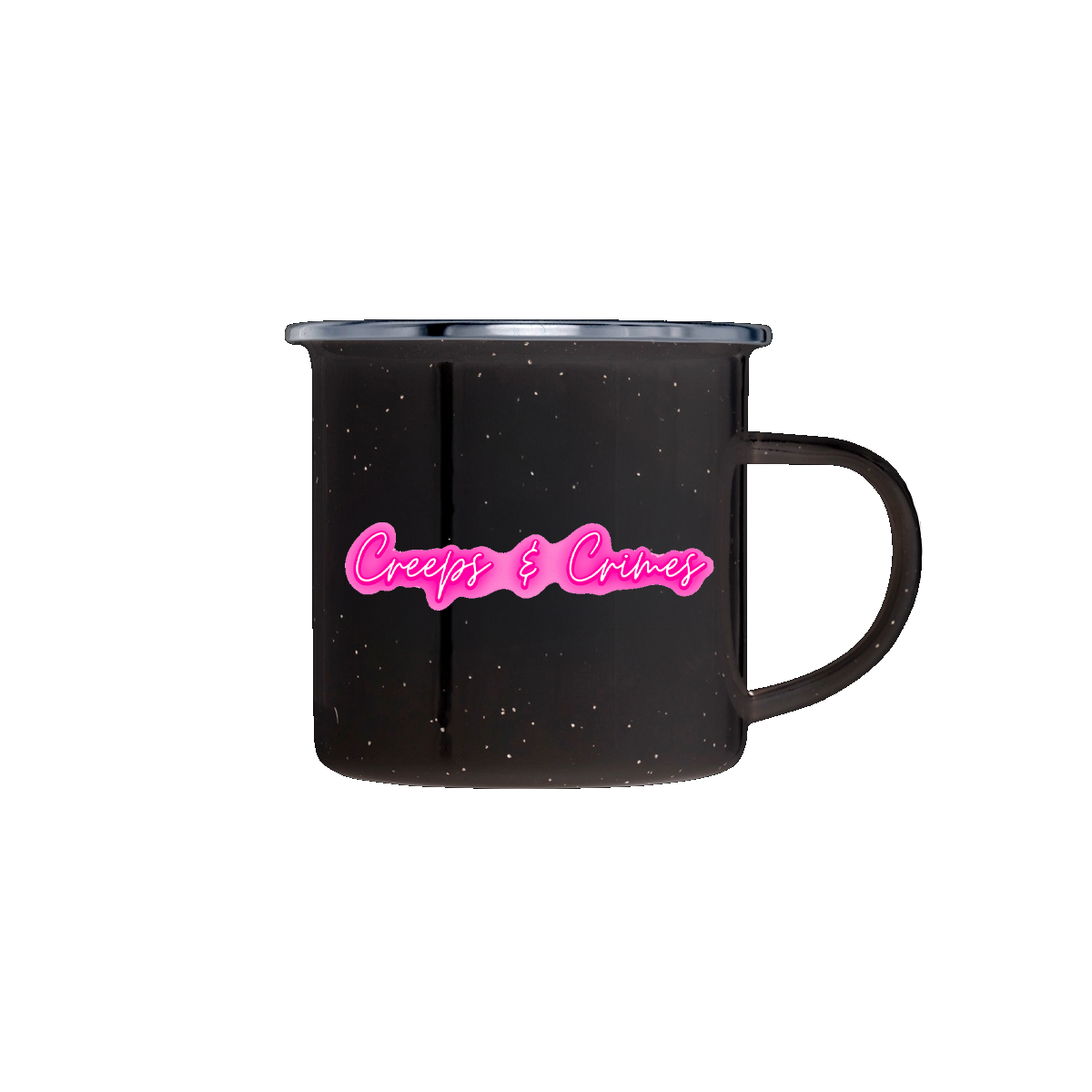 Neon Sign Camp Mug (Speckled Black)